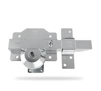 Amig - Cerrojo de Sobreponer con Resbalón de Alta Seguridad - Cilindro 50 mm - 90 x 154 mm - Acero - Cromado Brillo - Antibumping y Antitaladro - Cierre a la Izquierda