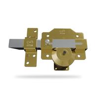 Amig - Cerrojo de Sobreponer con Resbalón de Alta Seguridad - Cilindro 50 mm - 90 x 154 mm - Acero - Oro - Antibumping y Antitaladro - Cierre a la Derecha