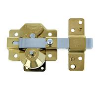 Amig - Cerrojo de Sobreponer de Acero para Puertas con Pestillo de Apertura y Palanca de Bloqueo - 90 x 154 mm, Cilindro 50 mm - Color Dorado - Alta Seguridad Antibumping · Antiganzúa · Antitaladro