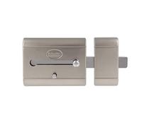 Amig - Cerrojo de Sobreponer de Alta Seguridad para Puertas de Madera - Mod. 15 PLUS - 98 x 77 mm - Con Cilindro Redondo de Seguridad y Pestillo - Acero Plateado