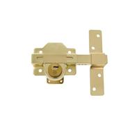 Amig - Cerrojo de Sobreponer para Puertas - Con Cilindro Redondo de Seguridad - 88 x 153 mm, Cilindro Interior 34 mm y Exterior: 70 mm - Incluye 5 Llaves de Punto - Acero Oro