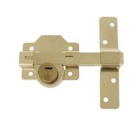 Amig - Cerrojo para Puerta - 88 x 153 mm - Con Cilindro Redondo de Seguridad - Cilindro Interior de 34 mm - Incluye 5 Llaves de Punto - Acero en Color Oro