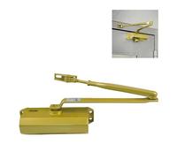 Amig - Cierrapuertas para Cierre Automático de Puertas de Peso Max 40 kg, Ancho Max 85 cm - De Aluminio con Acabado Dorado Mate - Evita Accidentes por Portazos o Corrientes de Aire, Incluye Tornillos