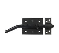 Amig - Cierrapuertas para Cierre Automático de Puertas - Pestillo de Seguridad para Cierre Horizontal - Cerrojo de Acero - Acabado en Negro - Medidas: 200 mm - Incluye Tirafondos