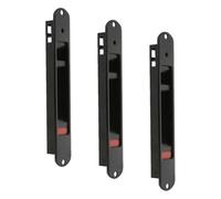 Amig - Cierre de Embutir para Ventanas y Puertas Correderas de Aluminio | Cerradura de Gancho para Empotrar | Aluminio | Color Negro | Medidas: 174 x 29 mm (Paquete de 3)