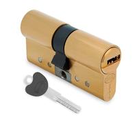 Amig - Cilindro de seguridad - Cerradura para puertas - Antiganzúa y Antibumping - Bombín Antiextracción y Antirotura - Incluye 5 llaves - Dorado mate - Medidas: 80 (30-50) mm