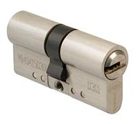 Amig - Cilindro de seguridad - Cerradura para puertas - Bombín de doble embrague -Leva larga - Incluye 3 llaves - Plateado Mate - Medidas: 70 (31-39 mm)
