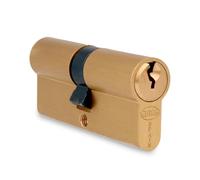 Amig - Cilindro de seguridad - Cerradura para puertas - Leva de 15 mm - Incluye 3 llaves - Latón mate - Medidas: 54 (27-27 mm)