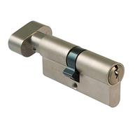 Amig - Cilindro de seguridad con muletilla - Cerradura para puertas - Bombín de Alta Seguridad - Antiganzúa y Antitaladro - Incluye 3 llaves - Plateado Mate - Medidas: 90 (40-50 mm)
