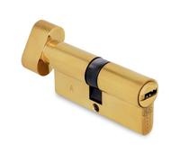 Amig - Cilindro de seguridad con muletilla - Cerradura para puertas - Bombín de Alta Seguridad - Antiganzúa y Antitaladro - Incluye 5 llaves - Pulido - Medidas: 70 (35-35 mm)