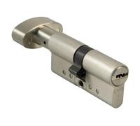 Amig - Cilindro de seguridad con muletilla - Cerradura para puertas - Bombín de Alta Seguridad - Antiganzúa y Antibumping - Incluye 5 llaves - Cromado Mate - Medidas: 90 (45-45 mm)