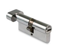 Amig - Cilindro de seguridad con muletilla - Cerradura para puertas - Bombín de Alta Seguridad - Antiganzúa y Antitaladro - Incluye 5 llaves - Cromado Brillo - Medidas: 80 (35M-45 mm)