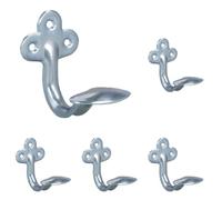 Amig - Colgador de Pared Metálico Mod.2 - Hierro Cincado Resistente - Ideal para Ropa, Abrigos, Bufandas y Bolsos - Estilo y Organización en Recibidores y Habitaciones, Zincado (Paquete de 5)