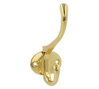 Amig - Colgador Doble para la Ropa de Zamak con Diseño Elegante Mod.26-108 mm - Gancho Atornillable para Paredes o Puertas - Incluye Tirafondos - Acabado en Dorado