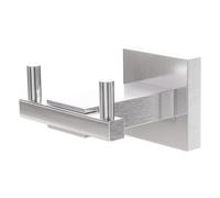 Amig - Colgador toalla baño Mod. Isla-5 - Toallero gancho Con tornillos incluidos - 73 x 73 x 50 mm - Acero inoxidable - Plateado mate