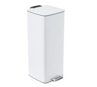 Amig - Cubo de Basura con Pedal 30 Litros Mod. Artvin - Color Blanco - Apertura higiénica sin manos - 27 x 36 x 65 cm - Acero inoxidable lacado - Papelera para cocina con Tapa Hermética