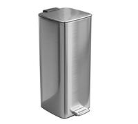 Amig - Cubo de Basura con Pedal 30 Litros Mod. Artvin - Cromado - Apertura higiénica sin manos - 27 x 36 x 65 cm - Acero inoxidable cromado - Papelera para cocina con Tapa Hermética