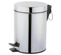 Amig - Cubo de Basura para Baño con Pedal 3 Litros Mod. Linea - Color Inox Pulido - Apertura Higiénica sin Manos - Ø16,8 x 25,5 cm - Acero Inoxidable - Papelera Redonda con Cubo Interior Removible