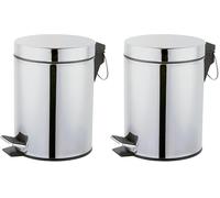 Amig - Cubo de Basura para Baño con Pedal 3 Litros Mod. Linea - Color Inox Pulido - Apertura Higiénica sin Manos - Ø16,8 x 25,5 cm - Acero Inoxidable - Papelera Redonda con Cubo Interior Removible