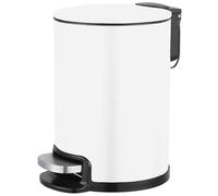 Amig - Cubo de Basura para Baño con Pedal 3 Litros Mod. Tacto - Color Blanco - Apertura Higiénica sin Manos - Ø16,8 x 25,5 cm - Acero Inoxidable Lacado - Papelera Redonda con Cubo Interior Removible