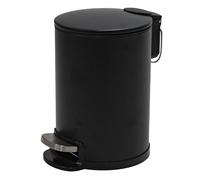 Amig - Cubo de Basura para Baño con Pedal 3 Litros Mod. Tacto - Color Negro - Apertura Higiénica sin Manos - Ø16,8 x 25,5 cm - Acero Inoxidable Lacado - Papelera Redonda con Cubo Interior Removible