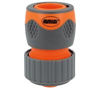 Amig - Empalme Rápido para Manguera - 3/4" - Con Sistema de Anclaje Rápido de Clic - Conexión Rápida y Fácil para Mangueras de Agua de Jardín - Plástico ABS y Goma - Naranja y Gris