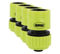 Amig - Empalme Rápido para Manguera - 3/4" - Con Sistema de Anclaje Rápido Mediante Clic - Función Stop de Seguridad - Plástico ABS - Verde Pistacho (Paquete de 4)