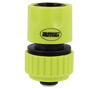 Amig - Empalme Rápido para Manguera - 3/4" - Con Sistema de Anclaje Rápido Mediante Clic - Función Stop de Seguridad - Plástico ABS - Verde Pistacho
