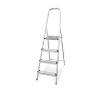 Amig - Escalera Plegable con 4 peldaños - Fabricado en Aluminio - Medida de Peldaños Pequeños: 28 cm x 8 cm - Medida de Peldaño Grande: 25 cm x 25 cm x 28 cm - Uso Doméstico - Carga Máxima: 150 kg