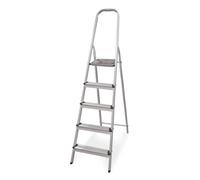 Amig - Escalera Plegable con 5 peldaños - Fabricado en Aluminio - Medida de Peldaños Pequeños: 28 cm x 8 cm - Medida de Peldaño Grande: 25 cm x 25 cm x 28 cm - Uso Doméstico - Carga Máxima: 150 kg