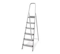 Amig - Escalera Plegable con 6 peldaños - Fabricada en Aluminio - Medida de Peldaños Pequeños:28x8cm - Medida de Peldaño Grande: 25x25x28 cm - Uso Doméstico - Carga Máxima 150 kg