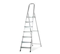 Amig - Escalera Plegable con 7 peldaños - Fabricado en Aluminio - Medida de Peldaños Pequeños 28 cm x 8 cm - Medida de Peldaño Grande 25 cm x 25 cm x 28 cm - Uso Doméstico - Carga Máxima: 150 kg