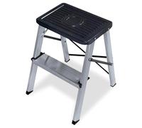 Amig - Escalera Plegable Pequeña de 2 Peldaños - Taburete con Escalones Antideslizantes - Peso Máximo 150 kg - Aluminio - Fácil de Almacenar