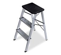 Amig - Escalera Plegable Pequeña de 3 Peldaños - Taburete con Escalones Antideslizantes - Peso Máximo 150 kg - Aluminio - Fácil de Almacenar