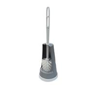 Amig - Escobillero Campana - Ø13 x 40 cm - Nylon y PVC - Color Gris y Blanco - Escobilla de Baño Moderna y Duradera - Estilo Minimalista con Acabado Sofisticado