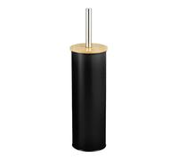 Amig - Escobillero Naturline - Ø95 x 38 cm - Acero y Bambú - Color Negro - Escobilla de Baño Moderna y Duradera - Estilo Minimalista con Acabado Sofisticado