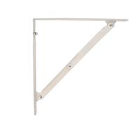 Amig - Escuadra Plegable - 300 x 300 mm - Palomilla Para Baldas y Estanterías de Pared - Carga Máxima 75 Kg - Instalación Mediante Tornillos y Tirafondos - Acero Blanco