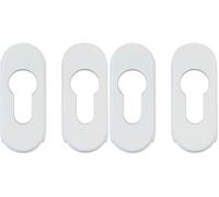 Amig - Escudo de Seguridad con Cuerpo de Acero para Cerraduras Mod. 3700 | 70 x 29 mm | Para Puertas Metálicas | Con Embellecedor de Aluminio | Acabado Blanco (Paquete de 2)