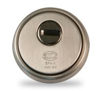 Amig - Escudo de seguridad Mod. 30 - Acero inox 18/8 - Plateado - Anillo exterior macizo - Ø65 mm - Placa antitaladro - Con tornillos y soporte - Para cilindro Europerfil EN1303 - Acero sinterizado