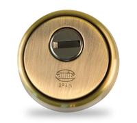 Amig - Escudo de seguridad Mod. 30 - Latón - Cuero - Anillo exterior macizo - Ø65 mm - Con placa antitaladro - Con tornillos y soporte - Para cilindro Europerfil EN1303 - Cuerpo acero sinterizado
