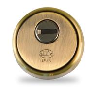 Amig - Escudo de seguridad Mod. 31 - Latón - Cuero - Anillo exterior hueco - Ø65 mm - Con placa antitaladro - Con tornillos y soporte - Para cilindro Europerfil EN1303 - Cuerpo acero sinterizado