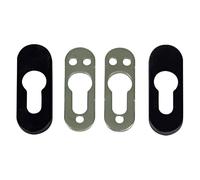 Amig - Escudo de seguridad para cerraduras Mod. 35 - Protector reforzado para puertas metálicas con alta resistencia - 70 x 25 mm - Acero y zamak - Negro