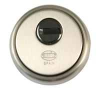 Amig - Escudo Redondo de Seguridad para Cerraduras Mod. 40 - Ø 65 mm - Con Placa Antitaladro y Tuercas Antirrobo - Anillo Exterior Macizo - Latón Cromado Mate
