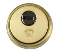 Amig - Escudo Redondo de Seguridad para Cerraduras Mod. 40 - Ø 65 mm - Con Placa Antitaladro y Tuercas Antirrobo - Anillo Exterior Macizo - Latón Acabado en Mate