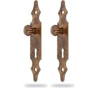 Amig - Escudo Tirador - Modelo 102 - Fabricado en Acero Resistente - Herraje Rústico - Medidas: 146 x 30 x 1,5 mm - Placa Lisa - Incluye Bocallave (Paquete de 2)