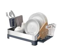 Amig - Escurreplatos Siba - 51 x 32 x 24,6 cm - Acero Inoxidable y Plástico - Color Gris - Escurridor con Bandeja para Goteo y Soporte para Cubiertos - Capacidad 10 Platos y 4 Vasos