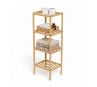 Amig - Estantería bambú para baño Mod. Bam - 4 Alturas - Fabricado en bambú - Diseño de Lamas - para Entrada, Sala de Estar, Cocina, Balcón - 37 x 33 x 110 cm