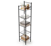 Amig - Estantería de baño Mod. ORIA - 5 Alturas - Fabricado en Acero - Color Negro Mate - con Patas Ajustables - para Espacios pequeños - 34 x 30 x 150 cm