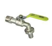 Amig - Grifo de Jardín para Mangueras - Entrada de Pared para Mangueras de 1/2" y adaptador de 3/4" - Grifo para Regar Parcelas o Patios, Resistente y Duradero - Fijación de Rosca - Latón Niquelado