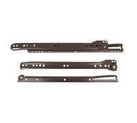 Amig - Juego de 2 Guías Correderas Metálicas con ruedas - Rieles para Cajones de Muebles, Cajoneras o Armarios - Acero - Color Marrón - Resistencia de carga: 18 Kg/Par - Medidas: 500 mm